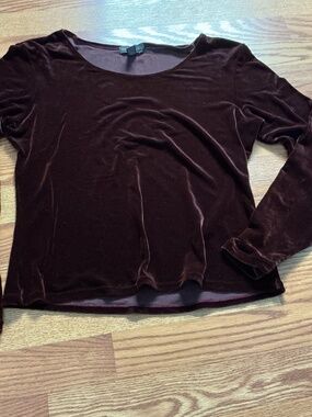 Banana Republic Dark Burgundy  Velour Long Sleeve Top Size S